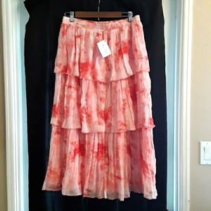 la ven coral colored layered skirt new size large